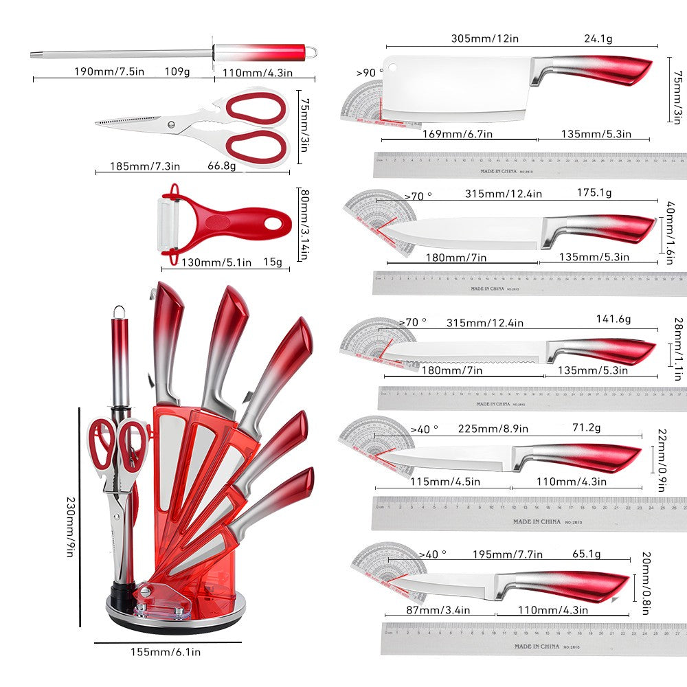 MDHAND 9 Peças Conjunto de Blocos de Facas de Aço Inoxidável com Afiador Cortar Fatiar Frutas Carne Cutelo Faca Utilitária Facas Acessórios