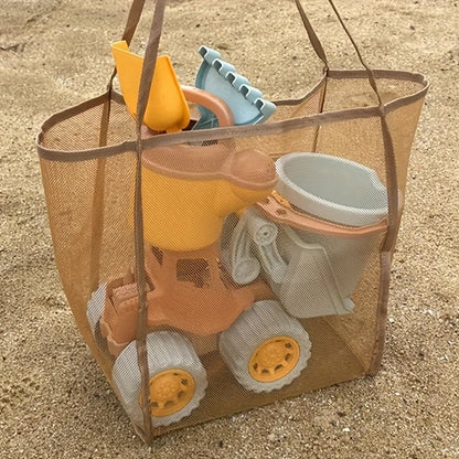 Extra Large Foldable Mesh Tote with Sturdy Handles, Durable Polyester Storage Bag for Beach Toys, Shells, Clothes & Towels