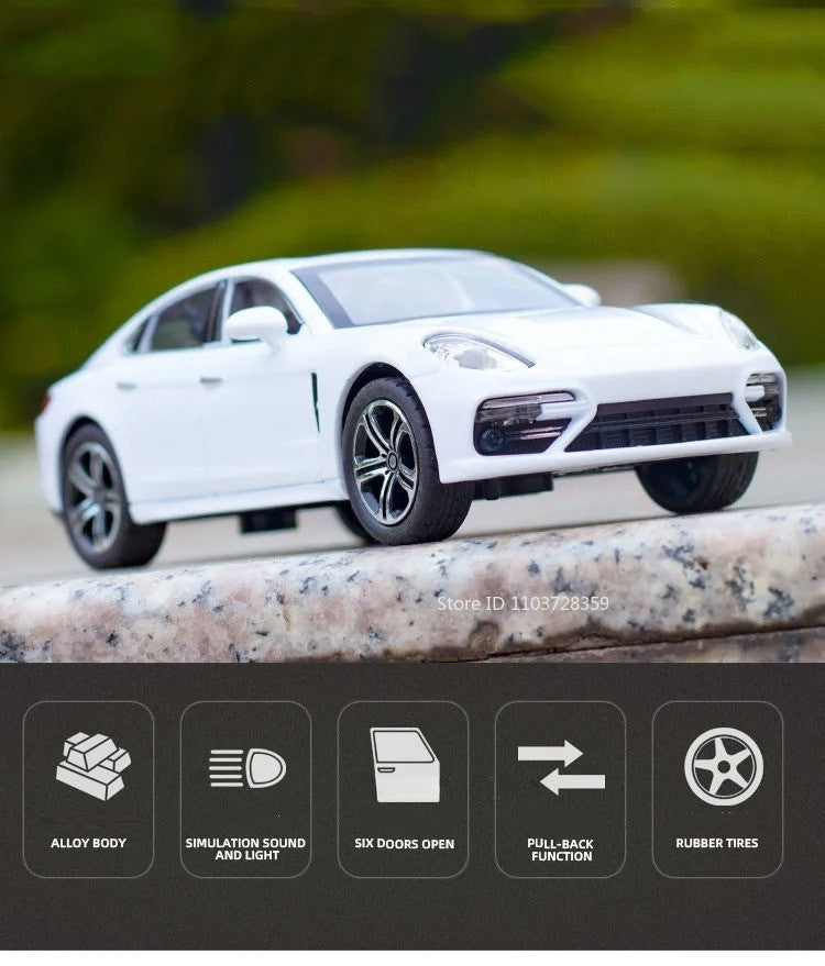 1:32 Cayenne Panamera Carros em Miniatura Liga Fundida Som Luz Portas Abertas Veículos de Fricção para Crianças Presentes