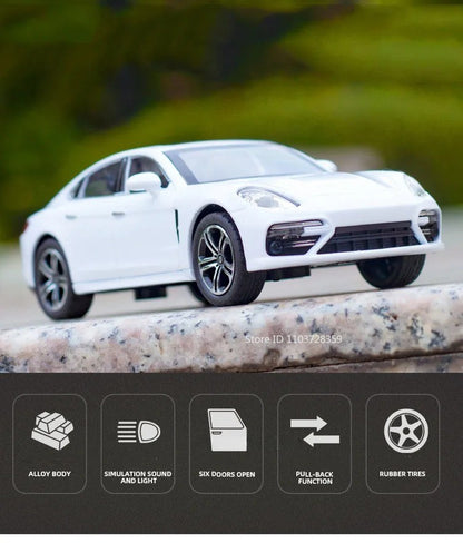 1:32 Cayenne Panamera Carros em Miniatura Liga Fundida Som Luz Portas Abertas Veículos de Fricção para Crianças Presentes