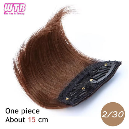 Almofadas de cabelo sintéticas invisíveis sem costura, clipe de uma peça com 2 clipes, aumentam o volume do cabelo, extensões de cabelo, aplique de cobertura superior lateral
