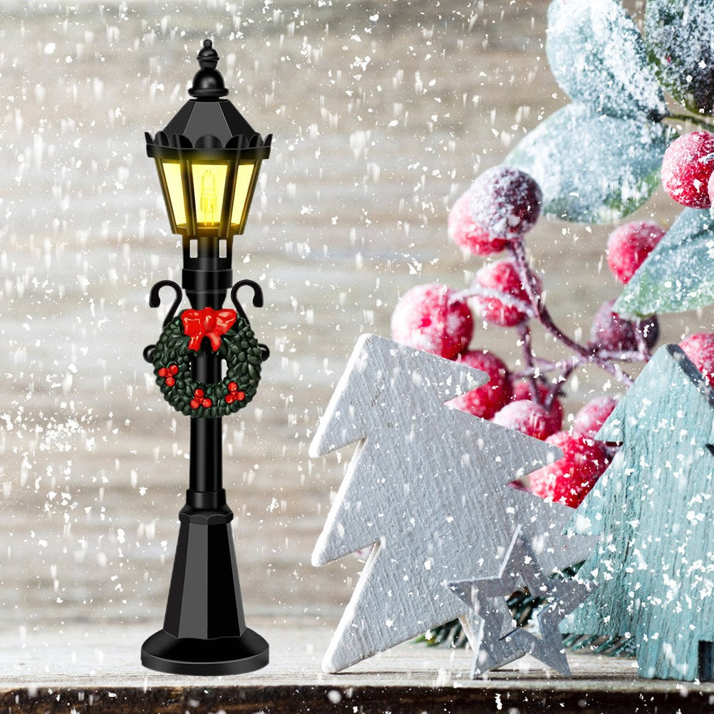 4 Pcs Christmas Mini Street Light Models Dollhouse Streetlight Miniature Village Pathway Lantern Post for DIY Micro Landscape