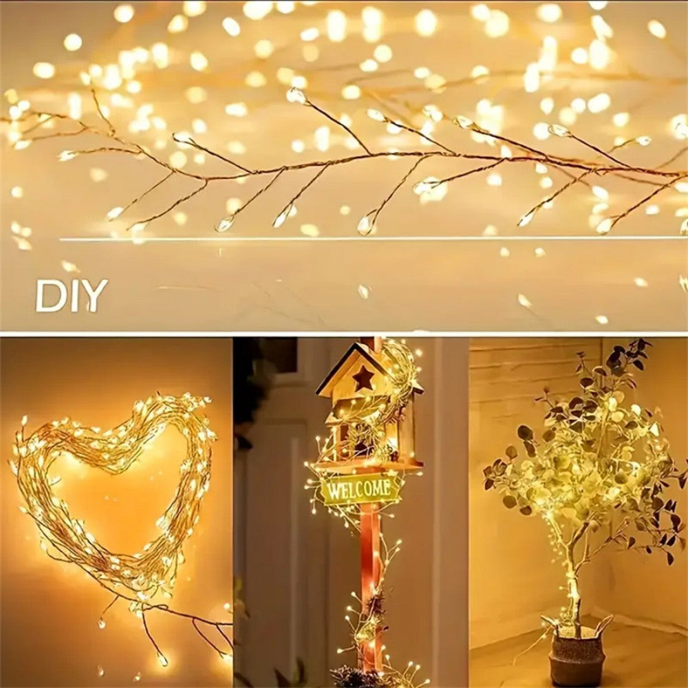 1PC 3/6/9/12M USB Power LED Firecracker String Fairy Lights Remote Control 8 Modes for Wedding Party Garden Bedroom Christmas