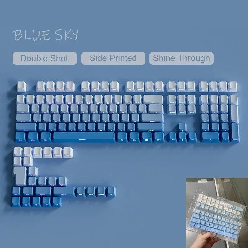 Novas Teclas 133 Gradiente Verde Shine Through Keycaps Impressão Lateral PBT Keycap Perfil Cherry Double Shot para Teclados Mecânicos