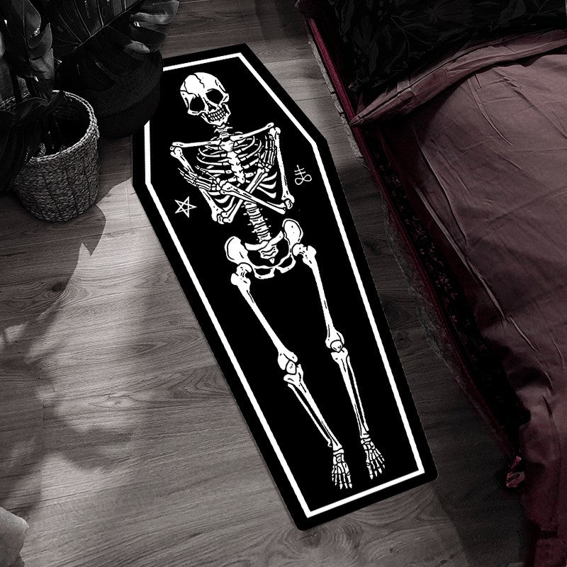 VIKAMA Horror Human Skull Carpet Bedside Rug Halloween Decoration Rug For Bedroom Non-Slip Wear-Resistant Floor Mat Door Mat Hom
