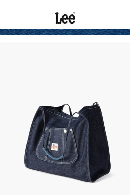 LEE Large Capacity Strong Denim Tote Bag Women High Quality White Canvas Handbag Ladies Daily Traveling Shopping Shoulder Bags
