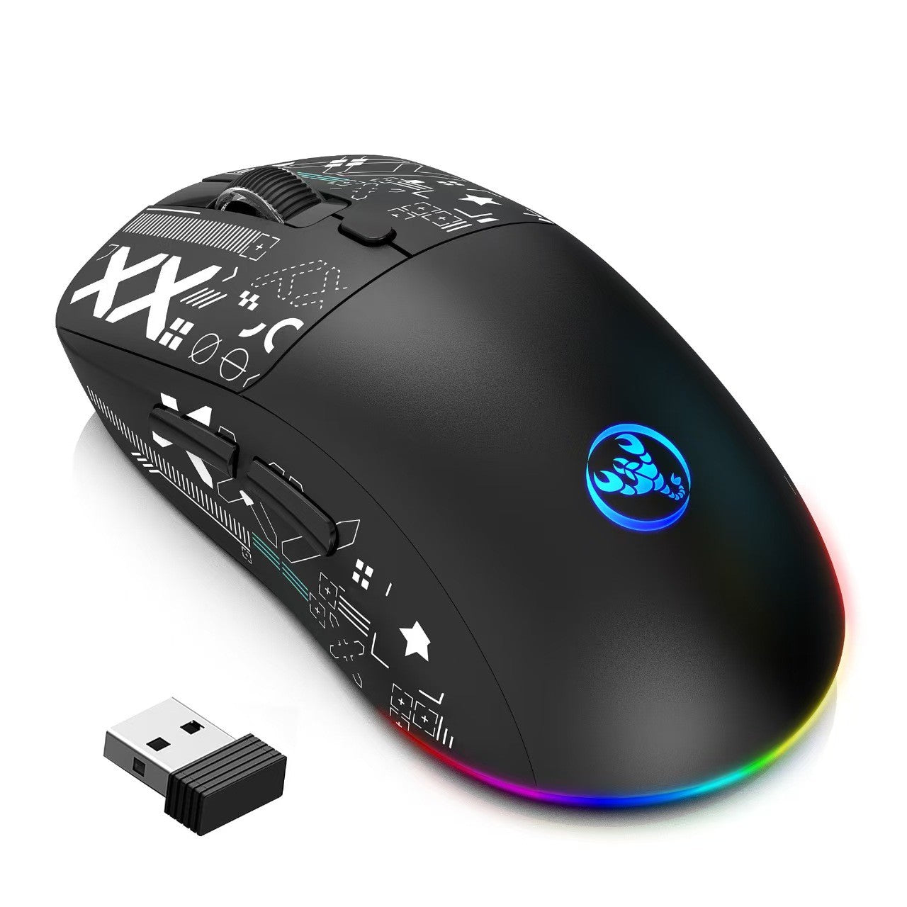 HXSJ T90 Mouse Gamer Retroiluminado RGB com Fio 2.4G Bluetooth Sem Fio Novo Modelo Bateria de 650mAh 500 Milhões de Cliques até 4000 DPI