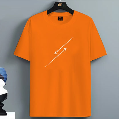 Men's Summer 100 Pure Cotton Fashionable Casual Loose Minimalist Airplane Pattern Printed Round Neck Short Sleeved T-shirt Top
