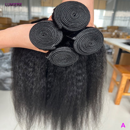 Pacotes de Cabelo Humano Liso Kinky Yaki 100% Cabelo Humano Virgem Puro Brasileiro Extensões de Cabelo em Promoção/Liquidação