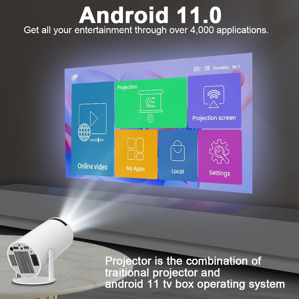 Projetor Portátil Magcubic Mini HY300 Pro 4K Full HD Nativo 720P 260ANSI BT5.0 Android 11 Projetor para Home Theater e Uso Externo