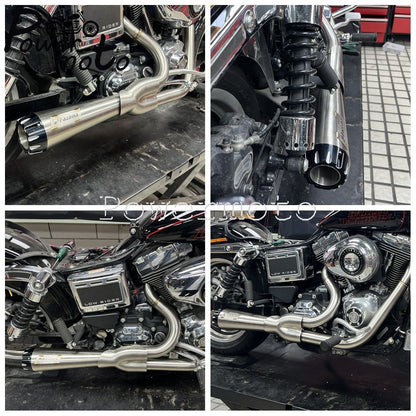 2-into-1 Full Systems Exhaust Motorcycle Complete Muffler For Harley  M8 Touring Road Glide CVO Street Electra Glide Road King