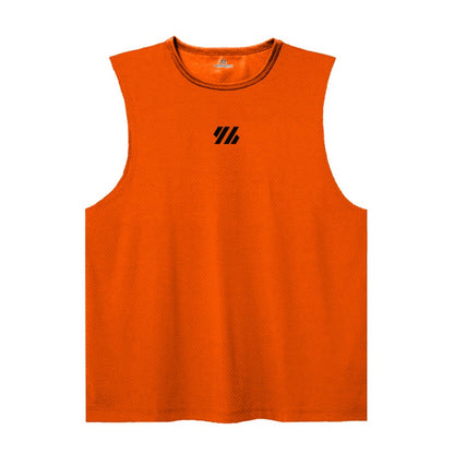 Mens Running Sleeveless Sport Tank Tops Gym Bodybuilding Fitness Workout Muscle Vests Mesh Cool Breathable Quick Dry T-Shirts