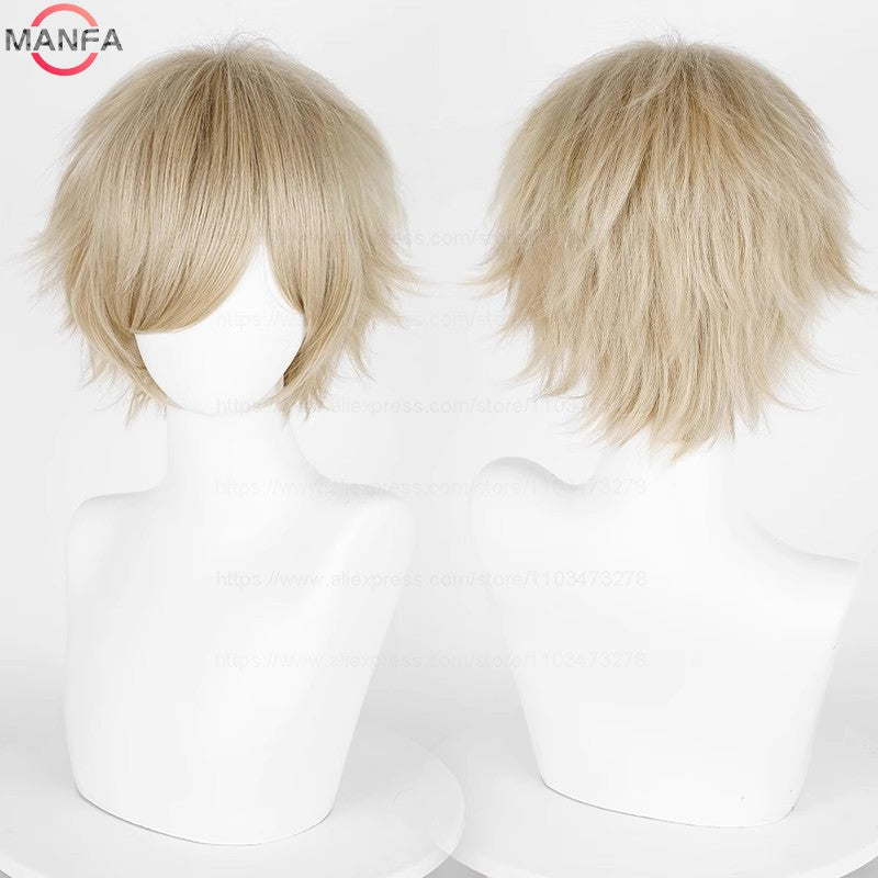 Anime 30cm Curta Reta Peruca Cosplay Preto Branco Verde Marrom Roxo Azul Cinza Vermelho Dourado Homens Mulheres Cabelo Sintético Resistente ao Calor