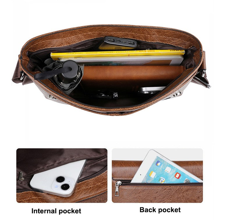 Luxury Brand Men Shoulder Bag For IPAD Leather Business Handbag Men Messenger Bag Large Side Sling Bag Fashion Man Crossbody Bag