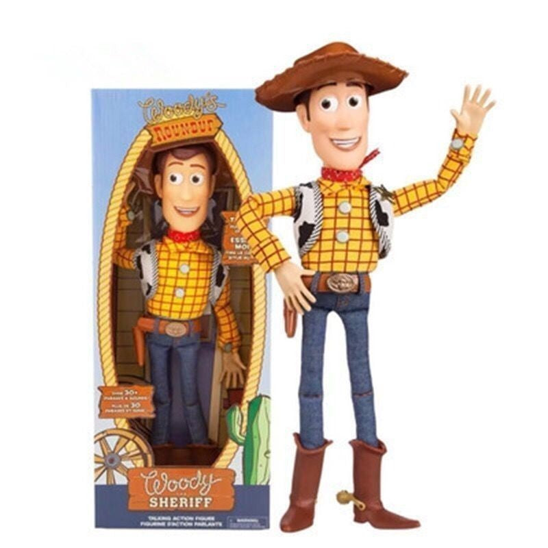 Em estoque Disney Pixar Toy Story Woody Bonecos de Ação Filme em Inglês Som Personagem Boneco de Pano Cowboy Presente de Aniversário Para Crianças