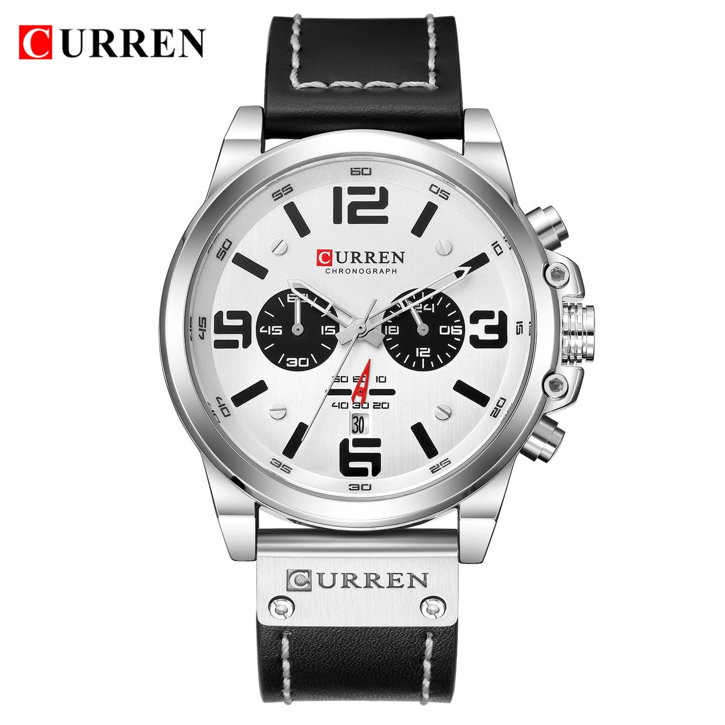 CURREN Mens Watches Top Luxury Brand Waterproof Sport Wrist Watch Chronograph Quartz Military Genuine Leather Relogio Masculino
