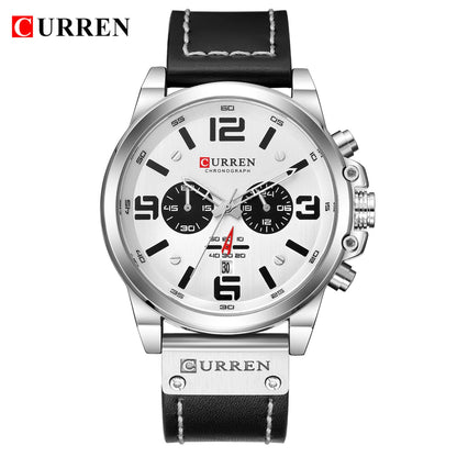 CURREN Mens Watches Top Luxury Brand Waterproof Sport Wrist Watch Chronograph Quartz Military Genuine Leather Relogio Masculino