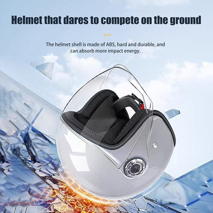 Unisex Comfortable & Ventilated Electric Riding Lens Helmet for Four Seasons, Adjustable Safety Motorcycle Helmet - 1 Piece