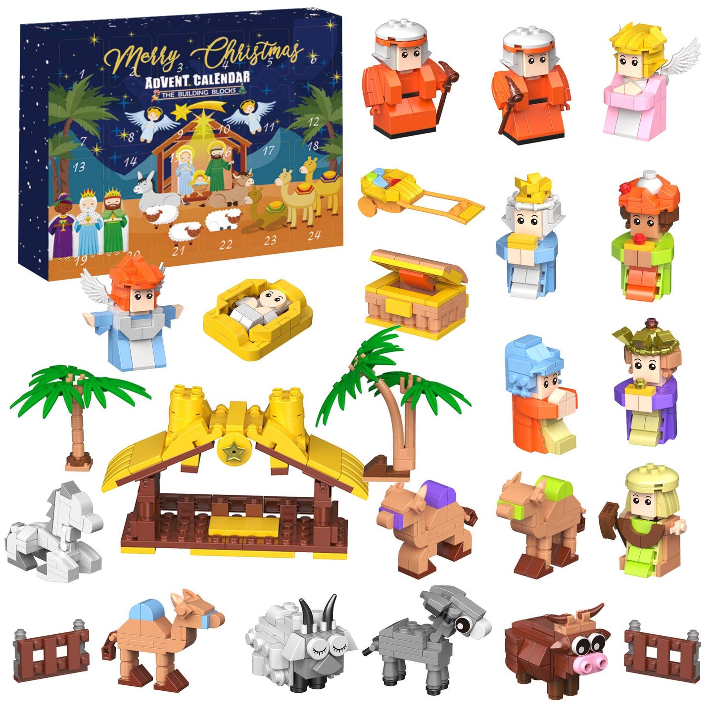 DIY Christmas Advent Calendar Gift Box Nativity Jesus Bricks Toys 24days Countdown Advent Calendars Christmas Home Decoration