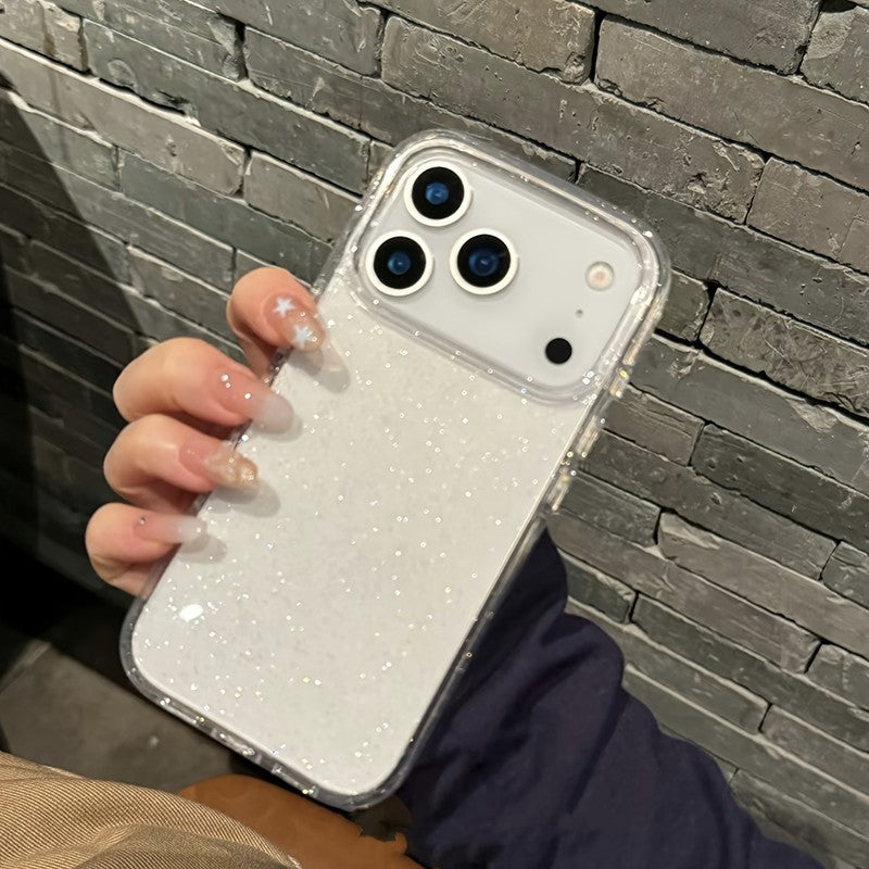 Capa de Telefone Transparente com Glitter Bling de Luxo para iPhone 17 Pro Max 16 15 14 13 12 11 XS X XR 7 8 16 Plus 16E 17 Air