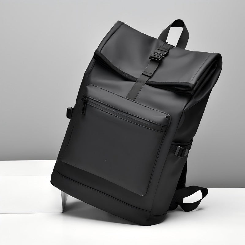 Mochila de Grande Capacidade - Mochila de Viagem e Deslocamento Preta Sólida Estilosa com Alças Ajustáveis, Vários Compartimentos, Mochila de Viagem