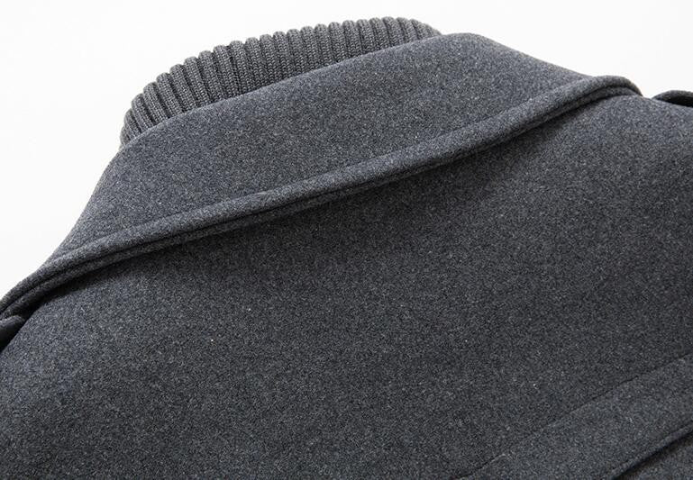 New Autumn Winter Wool Coat Men Fashion Double Collar Thick Jacket Single Breasted Trench Coat Men Casual Wool Blends Overcoats