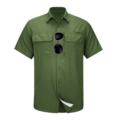 MAGCOMSEN Mesh Breathable Shirt Men's Quick Dry Button Short Sleeves UPF 50+ Sun Protection Hiking Fishing Work Cargo Shirts