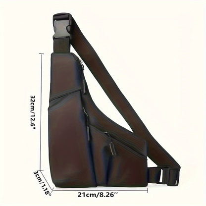 New anti-theft close gun bag triangle bag leisure leather film men's bag left and right crossbody leisure chest bag