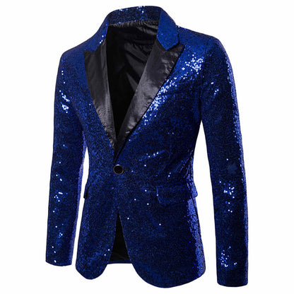 Trendy Sequin Men'S Sequin Jackets Charm One Button Stage Performance Red Sliver Black Blazers Coat Male Glitters Formal Suit