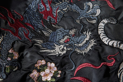 Embroidery Mens Bomber Jacket Dragon Tiger Autumn Winter Pilot Jacket Men Hip Hop Japanese Baseball Youth Jacket Streetwear Male