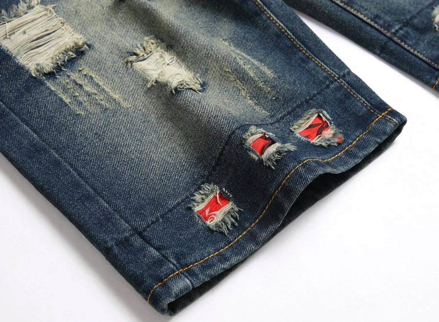 New Summer Vintage Washed Men Denim Shorts Casual Fashion Street Wear Ripped Hole Patches Distressed Male Straight Jeans Shorts