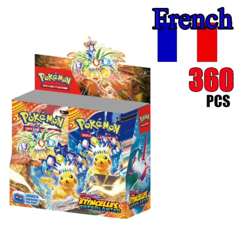 360 Cartas Pokémon Francesas Surging Sparks Obsidian Flames Brilliant Stars Lost Origin Pacote de Batalha de Cartas de Transação Pokémon