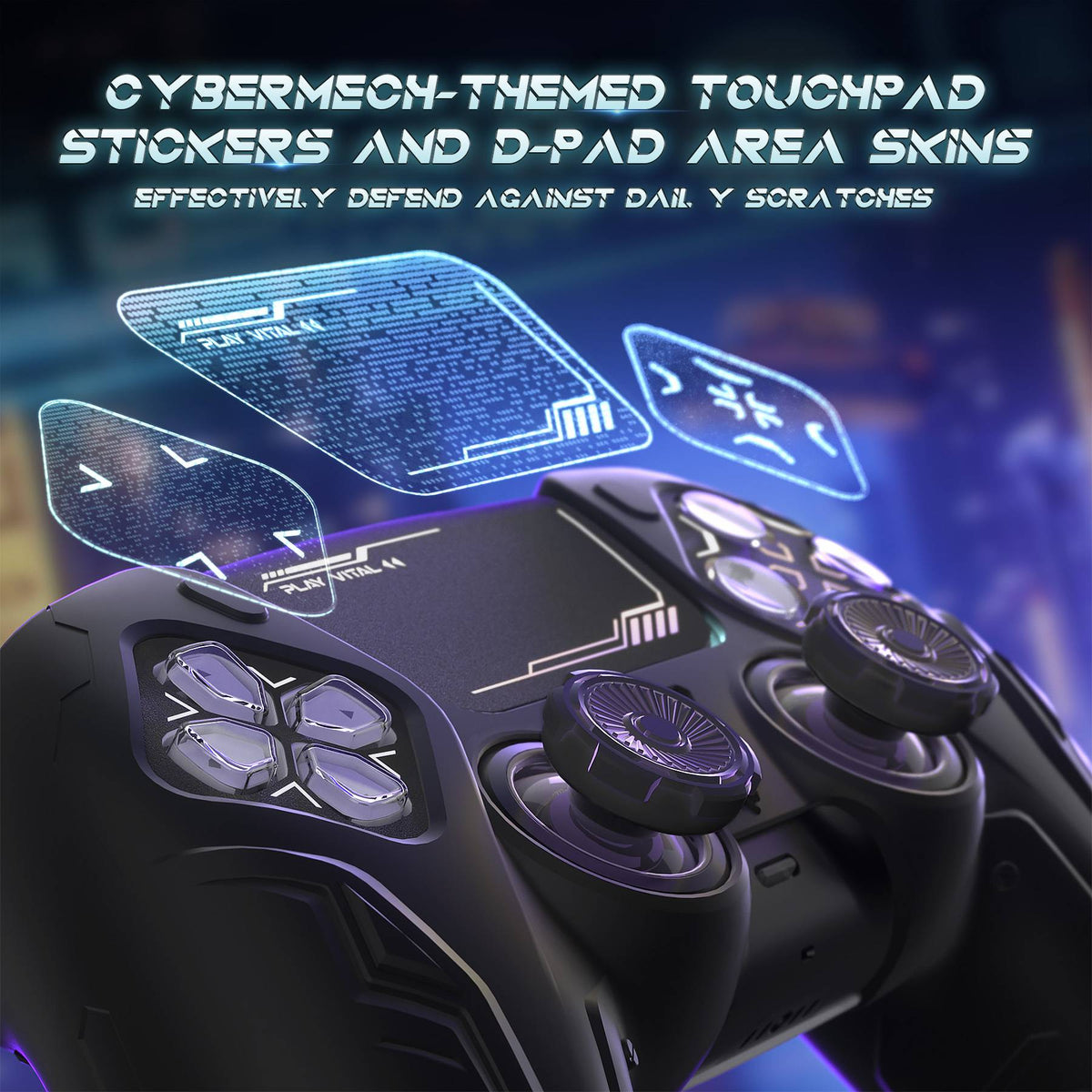 PlayVital Silicone Grip Case for PS5 Controller - Futuristic CyberMech Design Cover Compatible with PS5 Official Charging Dock