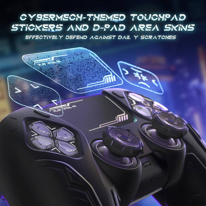 PlayVital Silicone Grip Case for PS5 Controller - Futuristic CyberMech Design Cover Compatible with PS5 Official Charging Dock