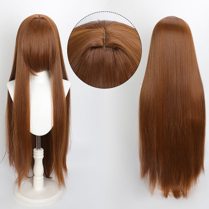 Peruca Colorida de 100cm Longa Lisa Cosplay Anime Fantasia Festa Perucas Sintéticas Resistentes ao Calor