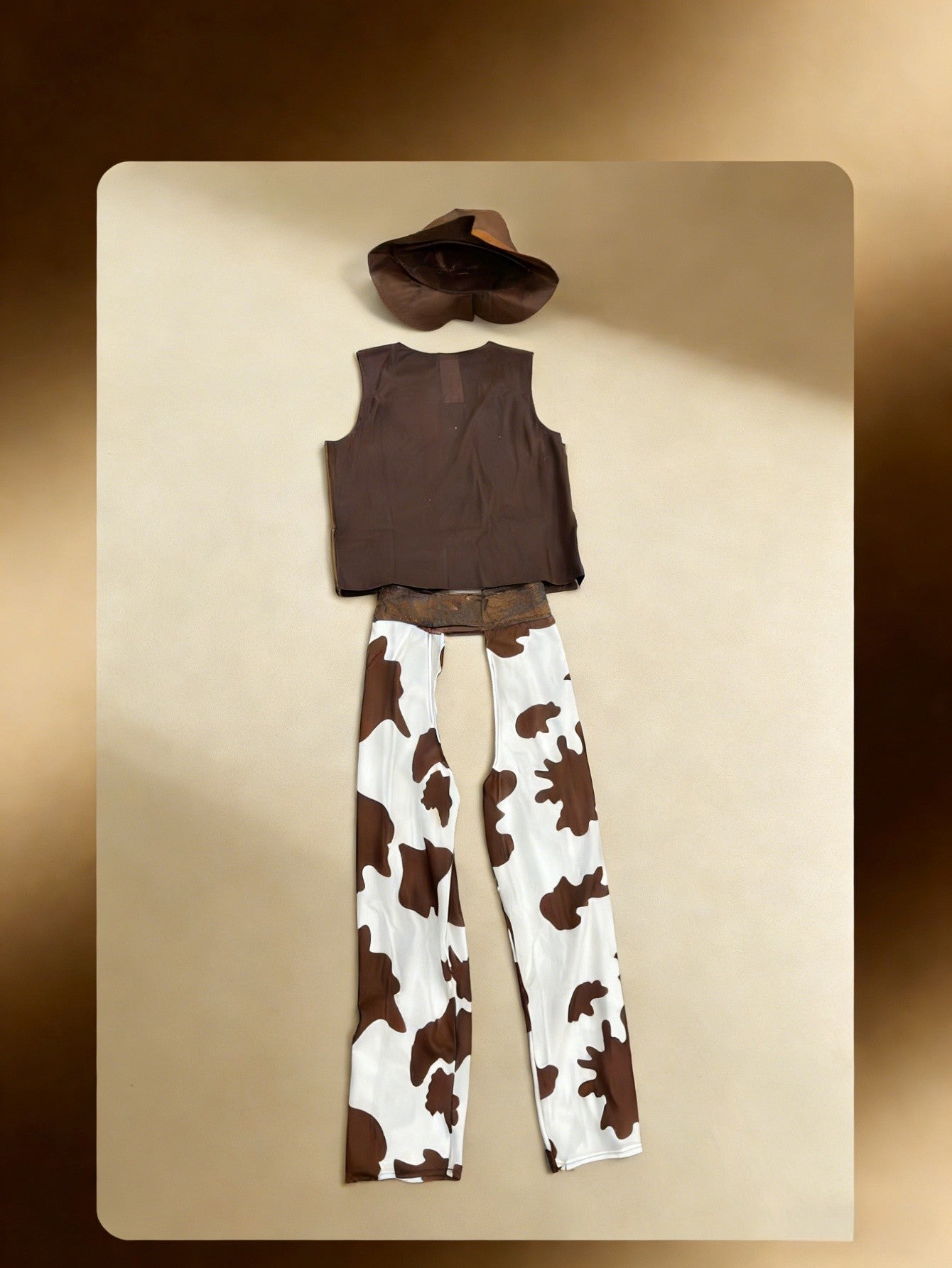 Boys Western Cowboy Costume Set with Vest, Chaps and Hat, Kids Halloween Party Outfit