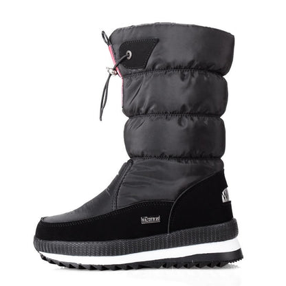 Winter thick women's snow boots Warm Plush Mid-calf Boots Non slip Waterproof  Platform Snow Boot Casual Female White shoes