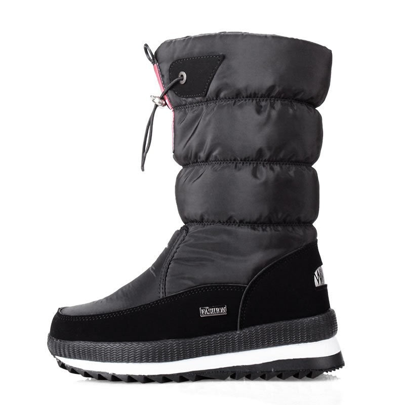 Winter thick women's snow boots Warm Plush Mid-calf Boots Non slip Waterproof  Platform Snow Boot Casual Female White shoes