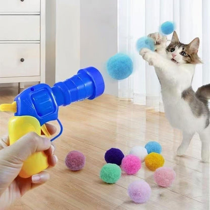 Bola de Pelúcia Atiradora de Gatos Aliviando a Depressão Brinquedo para Gatos Bola Silenciosa Mini Jogos de Armas Atiradoras de Bolas de Pelúcia Suprimentos para Animais de Estimação