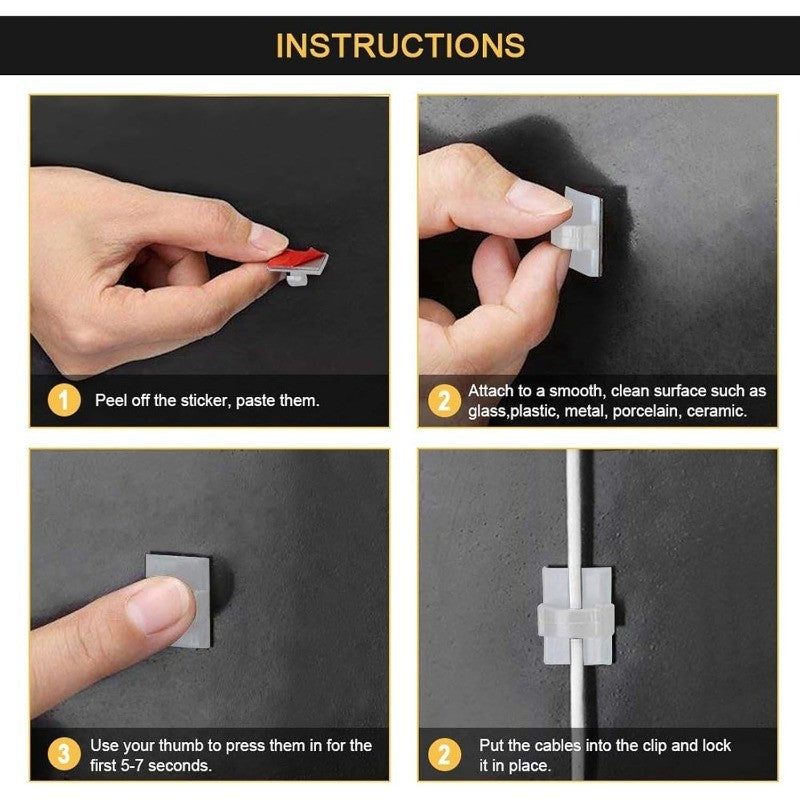 30pcs For Car Office And Home Adhesive Cable Clips Wire Clips Cable Wire Management Wire Cable Holder Clamps Cable Tie Holder
