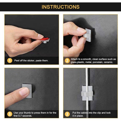 30pcs For Car Office And Home Adhesive Cable Clips Wire Clips Cable Wire Management Wire Cable Holder Clamps Cable Tie Holder