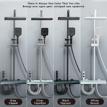 Luxury Bathroom Shower Faucet Set Smart Temperature Display Rainfall Shower System Rain Waterfall LED Bathtub Mixer Tap Showers