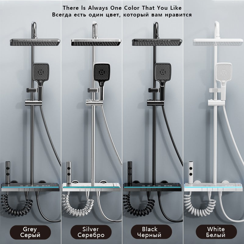 Luxury Bathroom Shower Faucet Set Smart Temperature Display Rainfall Shower System Rain Waterfall LED Bathtub Mixer Tap Showers