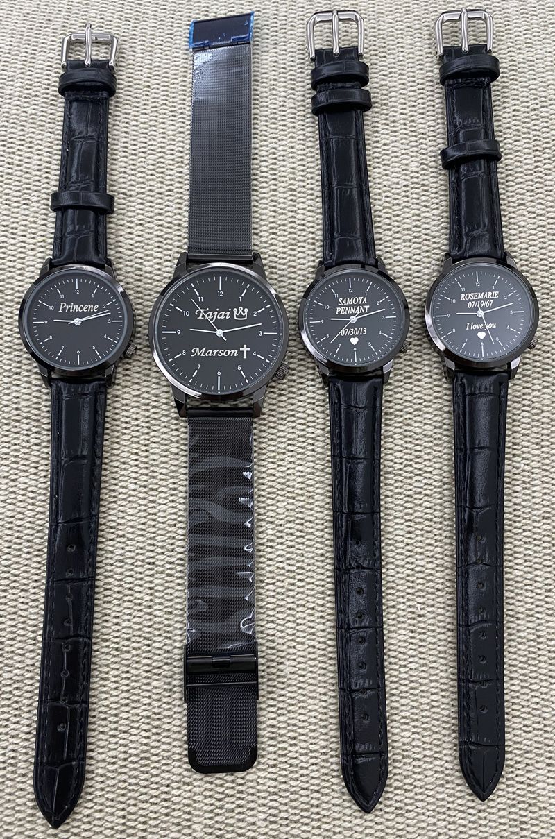 Free Personalized Engrave with Your Name Logo Text Men's Women's Mesh 3 ATM Water Resistant Wristwatch Customized Wrist Watch