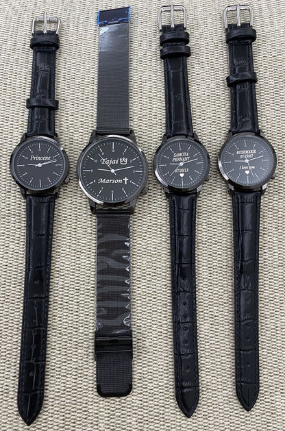 Free Personalized Engrave with Your Name Logo Text Men's Women's Mesh 3 ATM Water Resistant Wristwatch Customized Wrist Watch