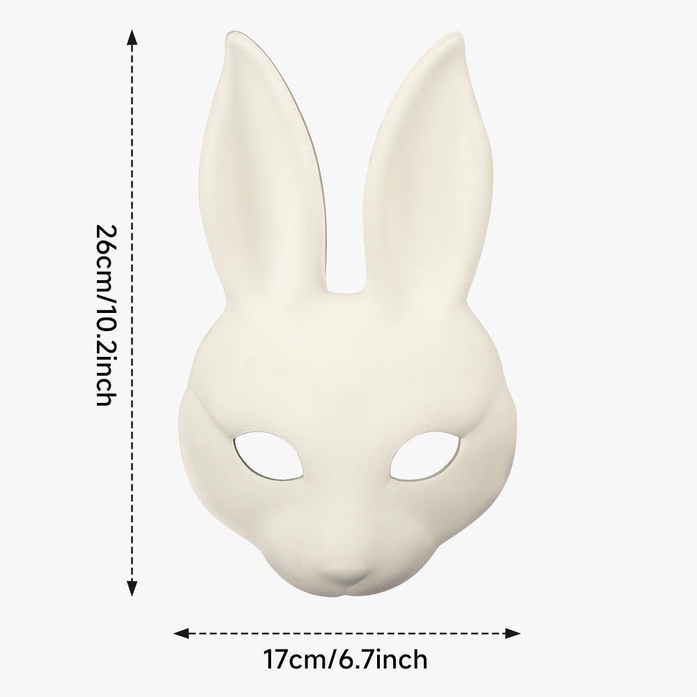 Halloween DIY White Rabbit Mask PU Leather Rabbit Mask Cosplay Costume Props Party Masquerade Performance Props