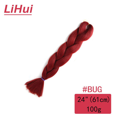 Cabelo Sintético Trança Jumbo 24 Polegadas Ombre Jumbo Extensão de Cabelo para Mulheres Tranças DIY Roxo Rosa Amarelo Cinza Lihu