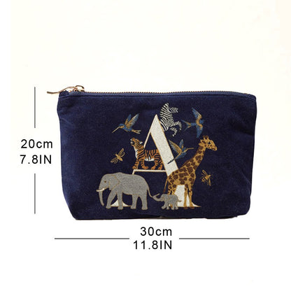 Cute Animal Letter Print Velvet Clutch Makeup Bag - Fashionable And Stylish Cosmetic Pouch for Women