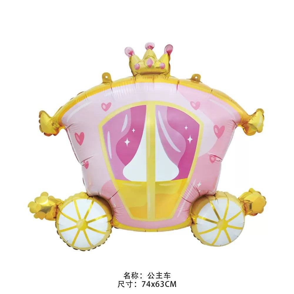 New Dream Princess Castle Pumpkin Cart Aluminum Film Balloon, Swing Bear, Children's Birthday Party Decoration Props