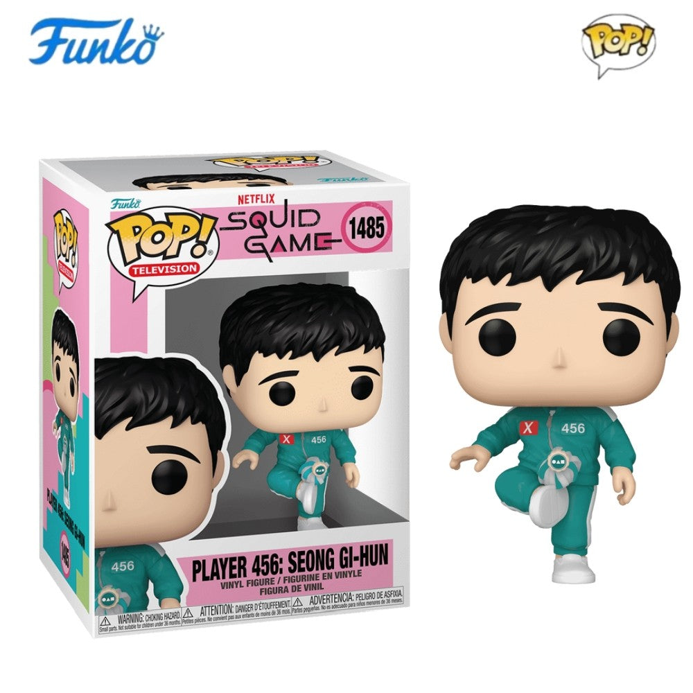 Boneco FUNKO POP Edição Limitada do Jogo da Lula: Jogador 001, Geum-ja, Hyun-ju, Front Man, Jogador 456: Seong Gi-Hun (Chutando Jegi)